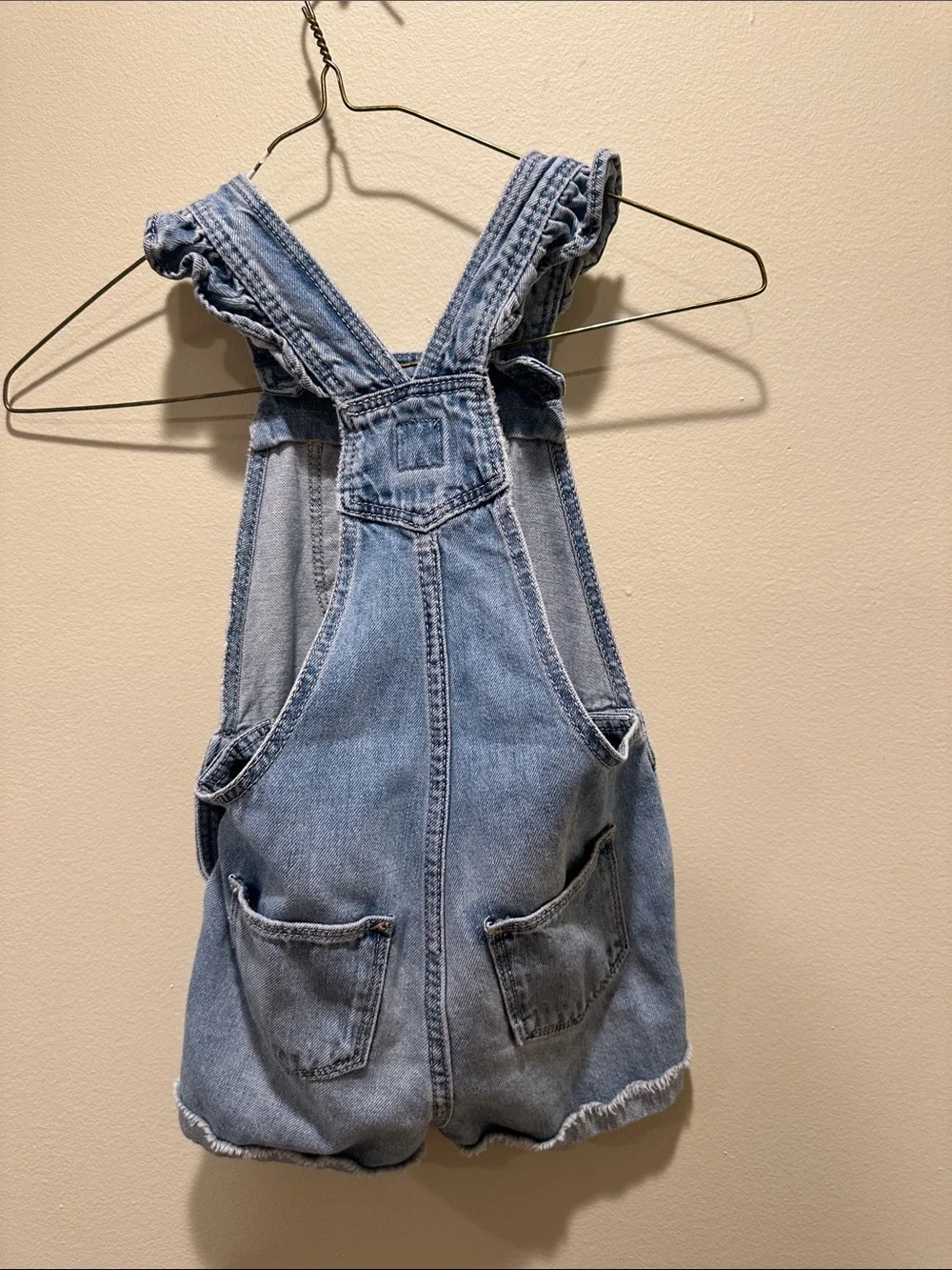 Kids Denim Shortalls with Heart Patch - Light Blue